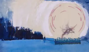 Bombolla en fred, brodat sobre tela de cotó i pintura acrílica, 22x37 cm