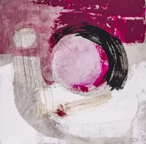 El temps no s'atura, pintura acrílica sobre base de l’Emma, 70x70 cm