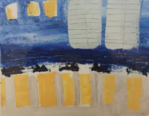 Sense títol sèrie blava 6, Mixta sobre paper, 25x31,5 cm