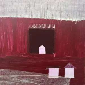 Sense títol sèrie vermella 1, Mixta sobre paper, 24x24 cm