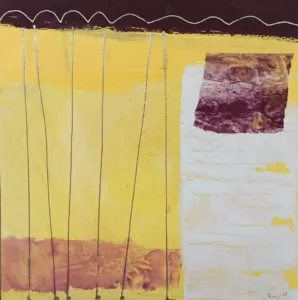 Sense títol sèrie vermella 3, Mixta sobre paper, 24x24 cm