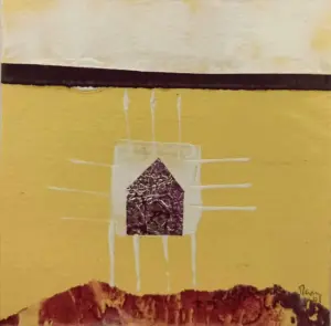 Sense títol sèrie vermella 4, Mixta sobre paper, 12x12 cm