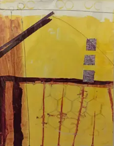 Sense títol sèrie vermella 5, Mixta sobre paper, 31,5x24,5 cm