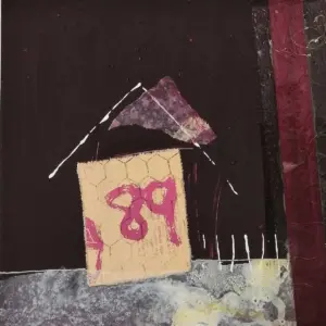 Sense títol sèrie vermella 11, Mixta sobre paper, 24x24 cm