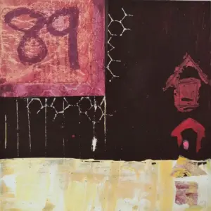 Sense títol sèrie vermella 12, Mixta sobre paper, 24x24 cm