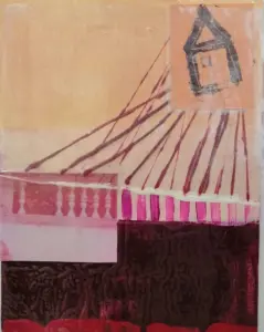 Sense títol sèrie vermella 7, Mixta sobre paper, 24x24 cm