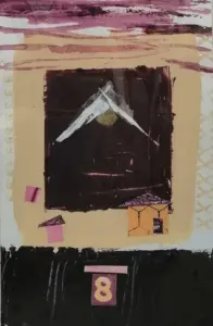 Sense títol sèrie vermella 9, Mixta sobre paper, 25x16 cm