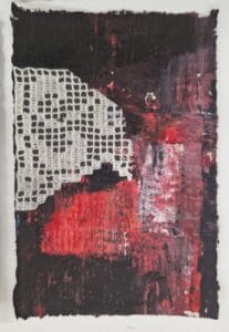 Inicis: ganxet 1, Mixta sobre paper reciclat, 18x14 cm