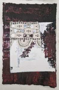 Inicis: ganxet 3, Mixta sobre paper reciclat, 18x14 cm