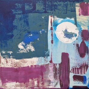 Lluna teixida, Mixta sobre tela, 30x30 cm